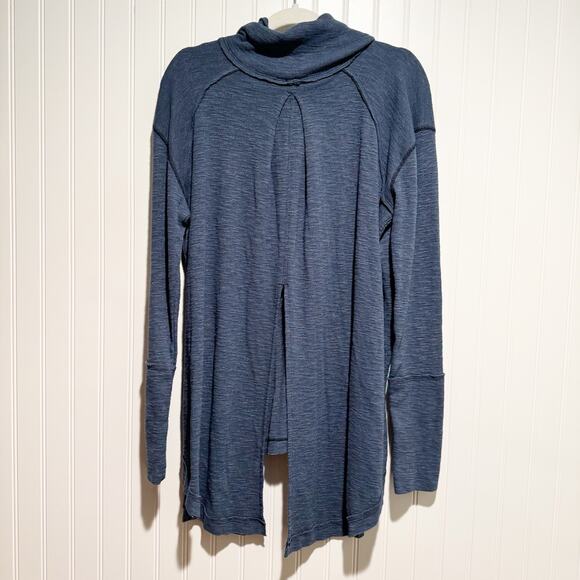 Free People Blue Sienna Thermal Top Turtleneck Size Large - Picture 5 of 5